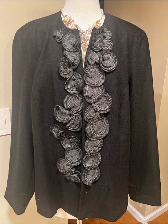 Coldwater Creek Jackets & Blazers - Coldwater Creek Black Ruffle-Trim Blazer